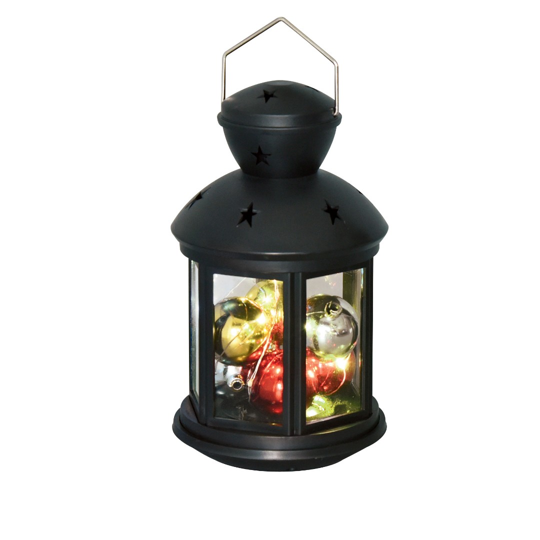 ULD-L1220-010/DTB/RGB BLACK Фонарь со светодиодной гирляндой внутри, на батарейке (в комплект не вхо